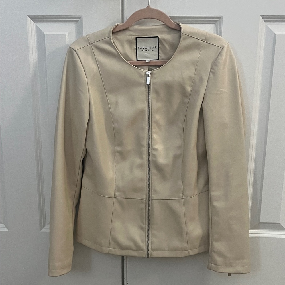 Bagatelle Women's Beige Leather Jacket